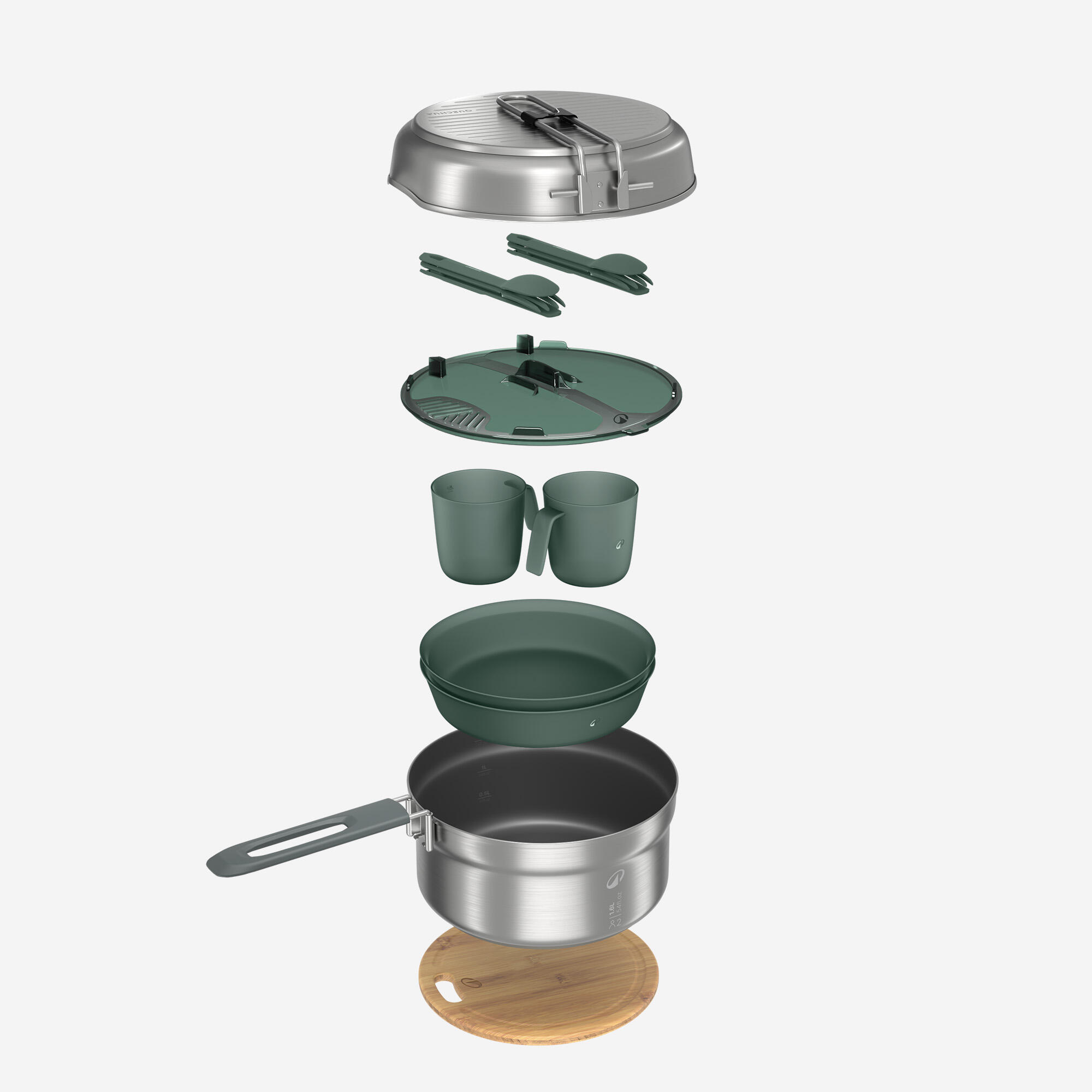 Quechua Kochset Edelstahl 15-teilig
