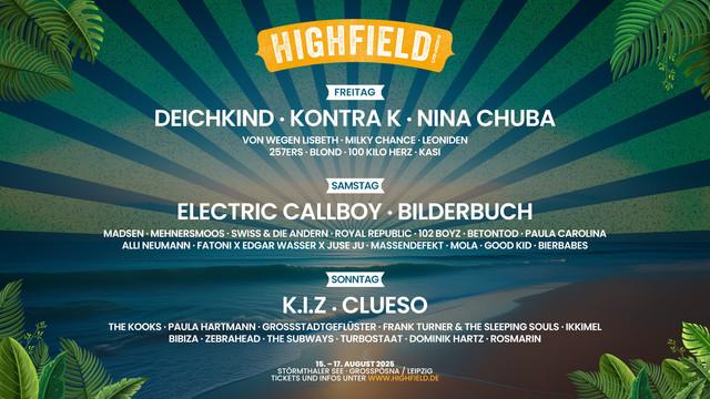 Highfield Festival 2025 Tagesaufteilung